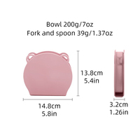 Assiette, fourchette et cuillère pliables en silicone pour bébé, motif de dessin animé mignon, sans BPA, personnalisable, ensemble de voyage, qualité alimentaire, facile à nettoyer