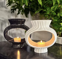 Brûleur d'encens et de cire en céramique en forme d'arche, porte-bougie élégant fait main