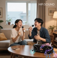 Adaptateur Bluetooth pour microphone de karaoké pour voiture Émetteur-récepteur MICS pour lecteur audio AUX et haut-parleur