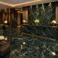 Dalle de pierre frittée polie Prada Green 1800x3200, finition élégante avec veine verte, pour comptoir, mur, sol, projet d'intérieur de luxe