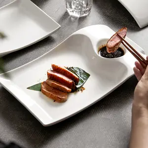 セラミックディナープレートJiaoziコールドディッシュ寿司サラダエビバーベキューサービングトレイ醤油ボウルレストラン食器セット