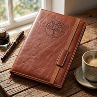 Agenda personnalisé A5 en cuir PU vintage avec motif arbre de vie, couverture rigide, élastique et 100 feuilles, idéal comme cadeau d'affaires