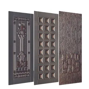 Puerta de Metal laminada en frío para entrada delantera de casa, Panel en relieve, hoja de hierro de acero, Exterior, decoración de entrada principal laminada