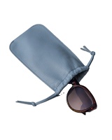Pochette de voyage mini en cuir PU avec cordon de serrage pour lunettes de soleil, lunettes de vue, lunettes de lecture, doublure douce, logo personnalisé
