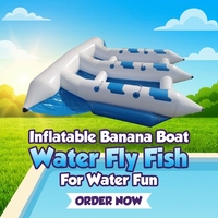 Bateau banane gonflable durable pour 6 personnes, idéal pour la pêche à la mouche en rivière, tube de remorquage aquatique, poisson volant gonflable à vendre