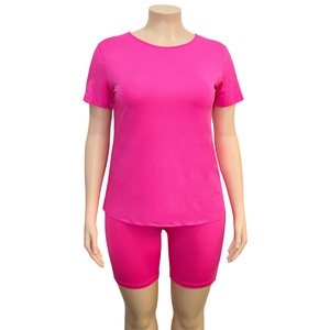 Taglie forti XL-4XL 2 pezzi Set da <span class=keywords><strong>donna</strong></span> <span class=keywords><strong>pantaloncini</strong></span> larghi Casual estivi + abiti da <span class=keywords><strong>tuta</strong></span> da <span class=keywords><strong>donna</strong></span> due pezzi Set OL - Product Image 5
