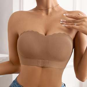 Wholesale Striped Seamless Wave Thin Breathable Sports <b>Bra</b> with Drop-Proof No-Strap <b>Front</b> Buckle Side Gathered Design - Product Image 5