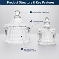 Cadeau de mariage romantique grand couvercle en cristal vide rechargeable bocal en verre stockage décoratif pour bonbons bougies tasse en verre de cristal
