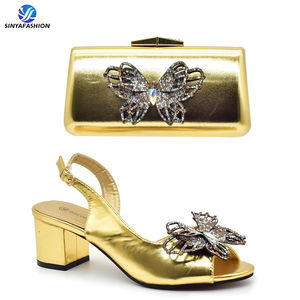 Nouvelles chaussures de danse et ensemble de sacs 6 <span class=keywords><strong>CM</strong></span> talons hauts avec pochette pour femmes chaussures de mariage et ensemble de sacs avec talons à nœud de qualité supérieure - Product Image 3