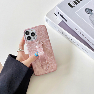 Housse de téléphone en cuir à motifs Litchi pour <span class=keywords><strong>iPhone</strong></span> <span class=keywords><strong>11</strong></span> 12 13 Pro Max <span class=keywords><strong>avec</strong></span> <span class=keywords><strong>poignée</strong></span> de doigt, 7 couleurs - Product Image 5