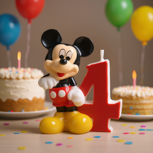 Candela di compleanno Topolino numero 4 6,5 cm per decorazioni feste bambini - Product Image 3