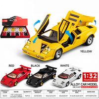 LASIVE TOYS Voiture de sport miniature en alliage 1:32 avec 5 portes ouvrables, lumières et sons, fonction de recul, véhicule de collection pour garçons