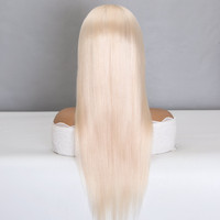Perruque médicale de haute qualité, style tendance, 100% cheveux humains vierges, couleur blond blanc, base en soie, dentelle transparente, perruques entièrement en dentelle
