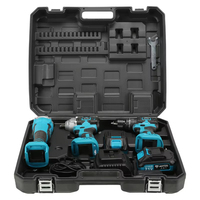 Ensemble d'outils électriques sans fil rechargeables en alliage d'aluminium : perceuse, meuleuse d'angle, marteau perforateur, scie circulaire, clé à chocs, coffret rigide