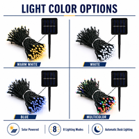 Guirlandes lumineuses solaires à LED avec 8 modes et éclairage automatique au crépuscule pour la décoration de jardin, de patio et de fêtes