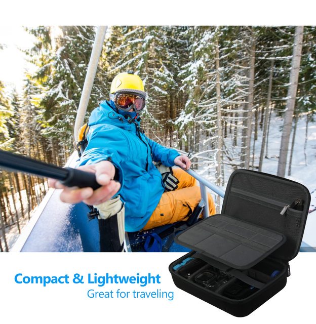Waterproof Hard Polyester Case for GoPro Cameras Storage Box Portable Large Capacity EVA Bag Black