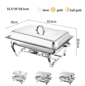 Calentador de Comida <span class=keywords><strong>Rectangular</strong></span> de Acero Inoxidable TaiDing, Plato Aislante Plegable <span class=keywords><strong>Chafing</strong></span> <span class=keywords><strong>Dish</strong></span> para Hotel, Restaurante, Calentamiento por Horno o Alcohol - Product Image 5