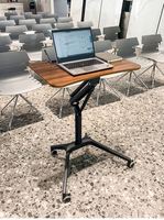 Bureau informatique réglable en alliage d'aluminium et MDF, modèle Sunshine QD-1606E, dernière génération, écologique, avec vérin à gaz pneumatique