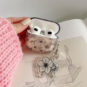 Casing Transparan Earphone Floral Kupu-kupu untuk AirPods 1 2 Pro 3 Penutup Keyring Headphone Casing Pelindung untuk AirPod Pro 2 2nd - Product Image 5