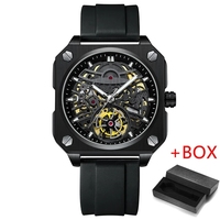Jam Tangan Mekanik Tourbillon BINBOND Baru, Jam Tangan Pria Merek Ternama, Otomatis Mewah dengan Tali Baja, Model Skeleton H1133