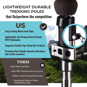 Bâtons de marche 7075, bâtons de randonnée pliables, aluminium léger, poignée en liège, pliables, ultralégers, pour sentier, personnes âgées, hommes - Product Image 6