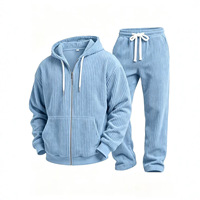 Ensemble décontracté homme automne : veste à capuche tissée unie à manches longues et pantalon de sport, style transfrontalier Europe-Amérique, populaire