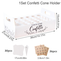 Bandeja de papel blanco Papel Kraft Conos de confeti de boda Soporte Bandeja de cono de confeti de boda para pétalos de rosa reales secos