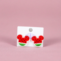 Halloween Noël Été Pastèque Souris Tête Boucles D'oreilles Unisexe Acrylique Bijoux Mignon Fleur Motif Anniversaires Fille