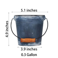 Petit seau en métal galvanisé de 0,3 gallon avec poignée pour plantes