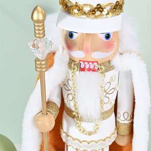 클래식 수제 나무 세밀 조각 인형 피규어 크리스마스 축제 장식 수집품 킹 넛크래커 - Product Image 3