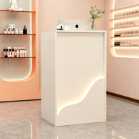 Petit comptoir de caisse moderne à LED pour salon de beauté, en bois durable, bureau de réception