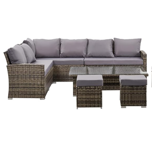 Ensemble <span class=keywords><strong>de</strong></span> <span class=keywords><strong>salon</strong></span> <span class=keywords><strong>de</strong></span> <span class=keywords><strong>jardin</strong></span> en rotin en forme <span class=keywords><strong>de</strong></span> L <span class=keywords><strong>pour</strong></span> 8 <span class=keywords><strong>personnes</strong></span> avec canapé - Product Image 5