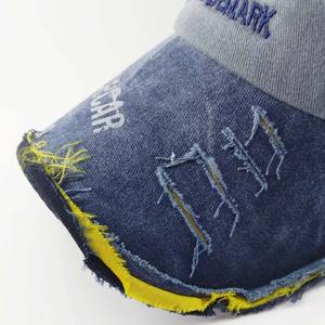 High Quality Unstructured Baseball Caps Custom Embroidery Logo Distressed Cap 6 Panel Baseball Cap - Product Image 4