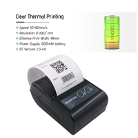 Imprimante de reçus thermique portable YHD-5808 mini pour extérieur, USB BT mobile 58 mm, compatible avec les smartphones IOS/Android