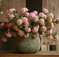 Bunga Hydrangea Sutra 3 Kepala Berkualitas Tinggi, Bunga Imitasi Premium untuk Dekorasi Rumah, Pernikahan, Thanksgiving, Halloween, dan Hari Ayah