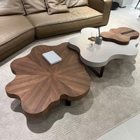 Table basse moderne en forme de nuage, couleur noyer, blocs de couleur, écologique, avec design modulaire DIY, pièce maîtresse artistique pour salon