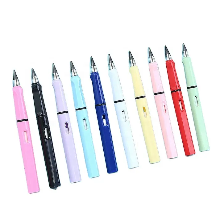 Ewiger Stift Großhandel Endless Pencil 9 Farben Cartoon Inkless Pencil Everlasting Austauschbarer Kopf Magic Pen mit Radiergummi
