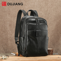 Tas Ransel Laptop Bisnis Kulit Asli dengan Tali Bahu Lengkung, Penutup Ritsleting, Kapasitas Besar untuk Perjalanan Sehari-hari dan Perjalanan