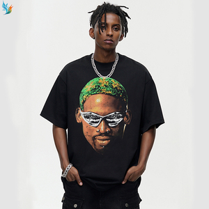 T-shirt personnalisé à col rond, coupe ample, épaules tombantes, impression DTG, pour les fans de basketball et de hip-hop - Product Image 1