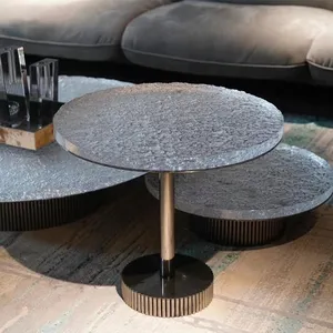 Mesa de centro acrílica de diseño italiano para sala de estar, mesa de centro ondulada con cubo de hielo de cristal artístico