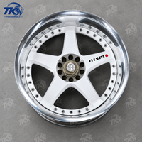 عجلات سبائك مصنوعة من قطعتين بأسلوب JDM الكلاسيكي مقاس 17 و18 و19 و20 بوصة 5x112 5x114.3 من المصنع بخمسة أذرع بيضاء لسيارات الأداء اليابانية