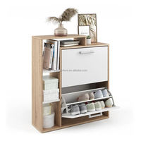 Organisateur de rangement extensible pour salon avec tiroir rabattable et meuble à chaussures autoportant en bois pour entrepôt et hôtel