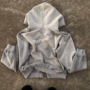 Sudadera con capucha unisex de peso pesado, lavado ácido, con costuras expuestas, bajo sin rematar, efecto desgastado, estilo grunge, personalizada, para exteriores, para hombre - Product Image 2