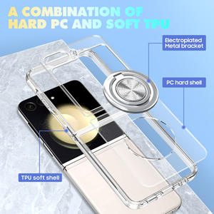 Pour Galaxy Z <span class=keywords><strong>Flip</strong></span> 5 Porte-bague pour téléphone portable en une seule pièce Étui transparent pour <span class=keywords><strong>Samsung</strong></span> Galaxy Z <span class=keywords><strong>Flip</strong></span> 6 <span class=keywords><strong>3</strong></span> 4 7 Support de téléphone portable <span class=keywords><strong>Coque</strong></span> - Product Image 3