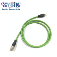 Conector de cable M12 blindado de 4 pines, totalmente metálico, con codificación D, conectores de montaje para sensor y actuador