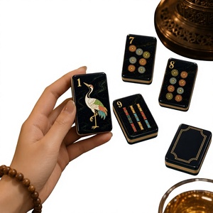 Juego de Mahjong Oriental Cuatro Estaciones, 3 Capas, Fichas Acrílicas, Diseño Galaxy Gold Swirl, Ciruela, Orquídea, Bambú, Crisantemo - Product Image 4