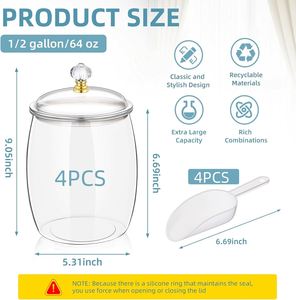 Candy and <b>Cookie</b> <b>Jars</b> with Lids Clear Plastic <b>Cookie</b> Container Candy <b>Jars</b> Large Airtight Apothecary Storage Organization - Product Image 2