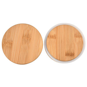 Bocaux à <span class=keywords><strong>bougie</strong></span> en verre noir mat clair givré de luxe de haute qualité base en arc avec couvercles en bois en bambou ou en métal - Product Image 6