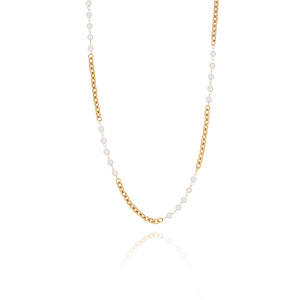 สร้อยคอจี้รูปทรงเรขาคณิตเล็กประดับมุกเทียม โซ่สแตนเลสชุบทอง ดีไซน์ทันสมัยสำหรับผู้หญิง - Product Image 4