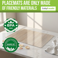 Ensemble de sets de table personnalisables en PVC souple antidérapant, transparents, imprimés par sérigraphie, résistants à la chaleur et durables pour la famille